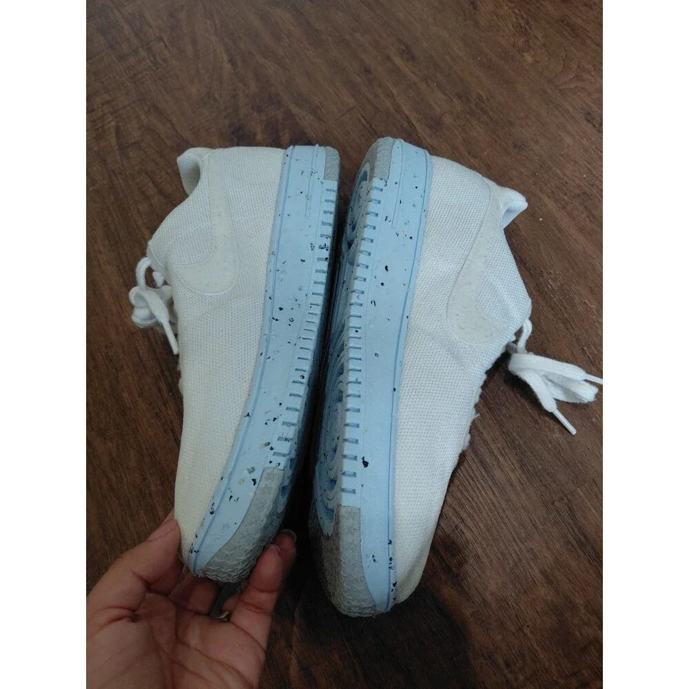 Womens Nike Air Force 1 Low Crater Flyknit White Blue Platinum DC7273-100 sz 9